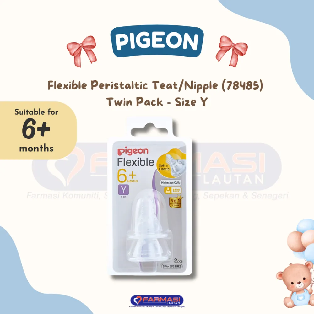 PIGEON 78485 FLEXIBLE PERISTALTIC NIPPLE Y 6+ MONTHS 2 PCS