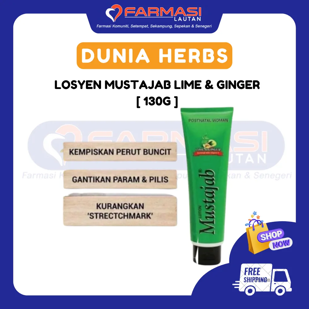 DUNIA HERBS MUSTAJAB LIME & GINGER 130 ML (HIJAU)