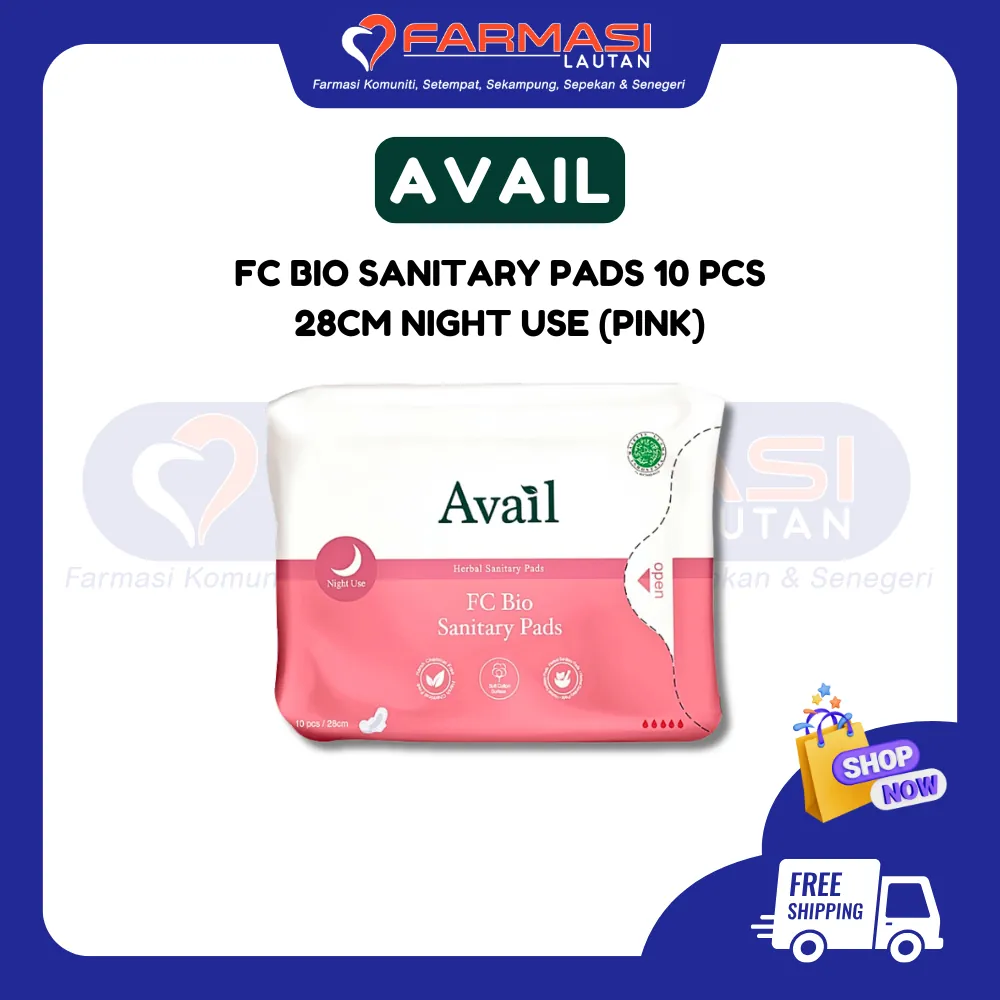 AVAIL/FEMININE COMFORT SOFT COTTON-LIKE NIGHT USE 10 PADS (PINK)