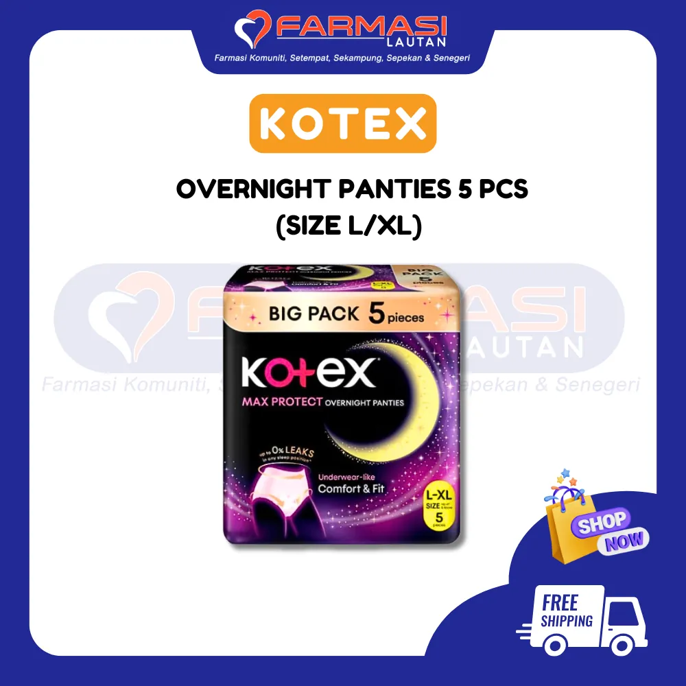 KOTEX OVERNIGHT PANTIES SIZE L/XL 5 PCS