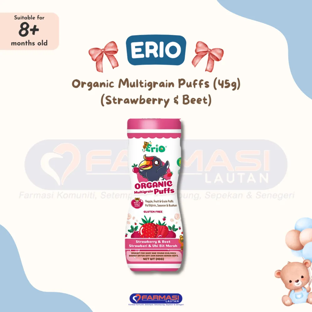 ERIO ORGANIC MULTIGRAIN PUFFS STRAWBERRY & BEET 45 G