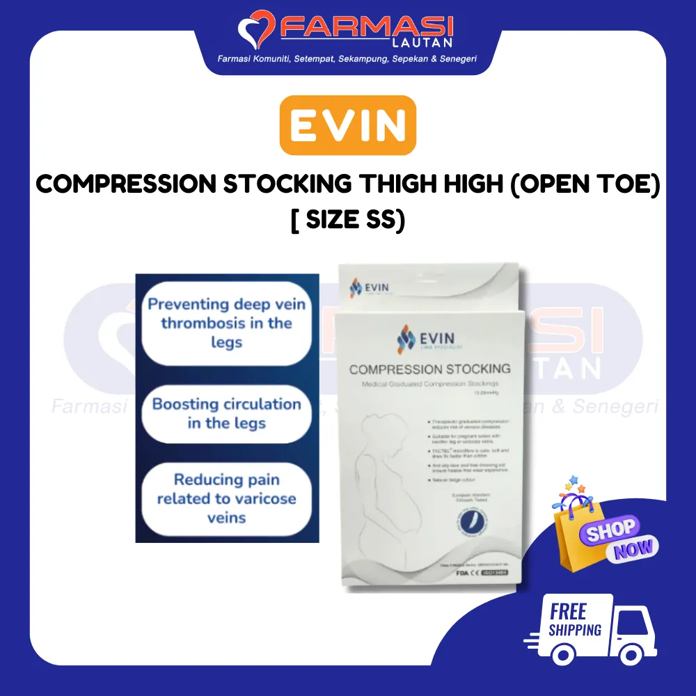 EVIN COMPRESSION STOCKING THIGH HIGH SAIZ XS (TERBUKA)