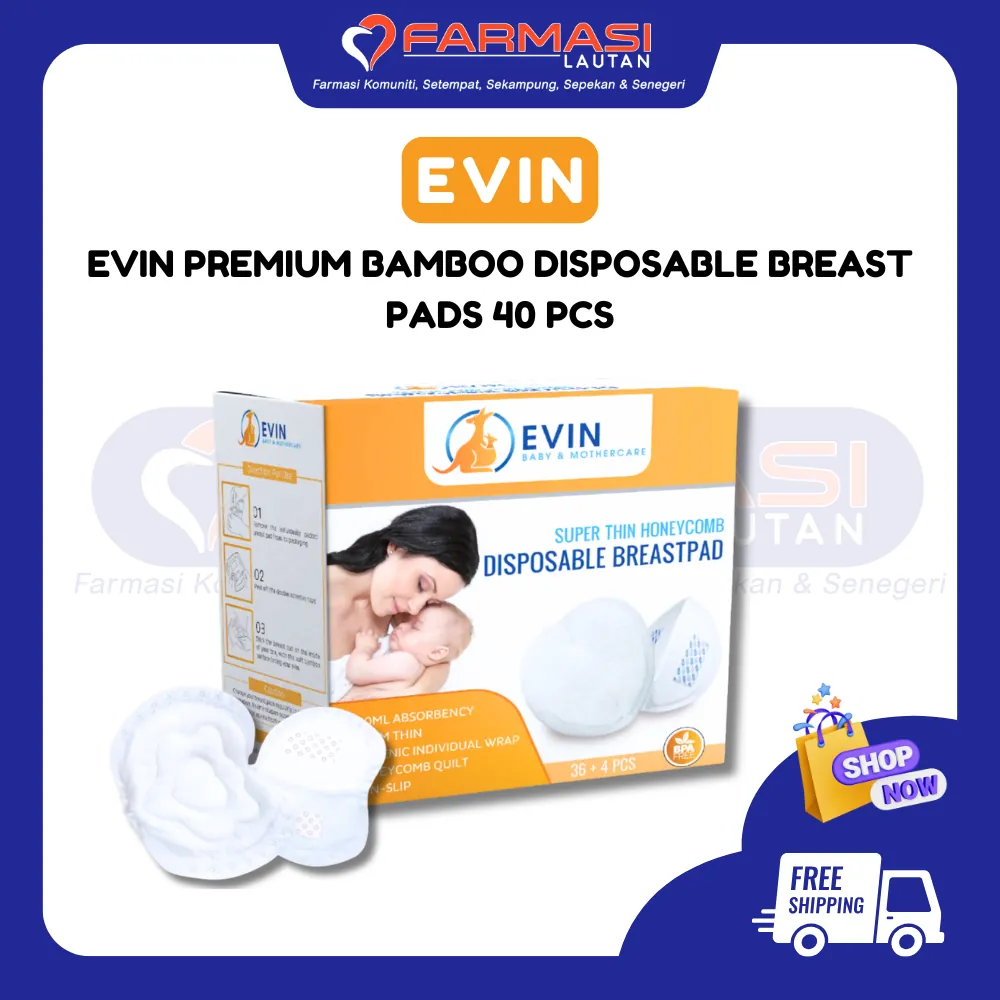EVIN PREMIUM BAMBOO DISPOSABLE BREAST PADS 40 PCS