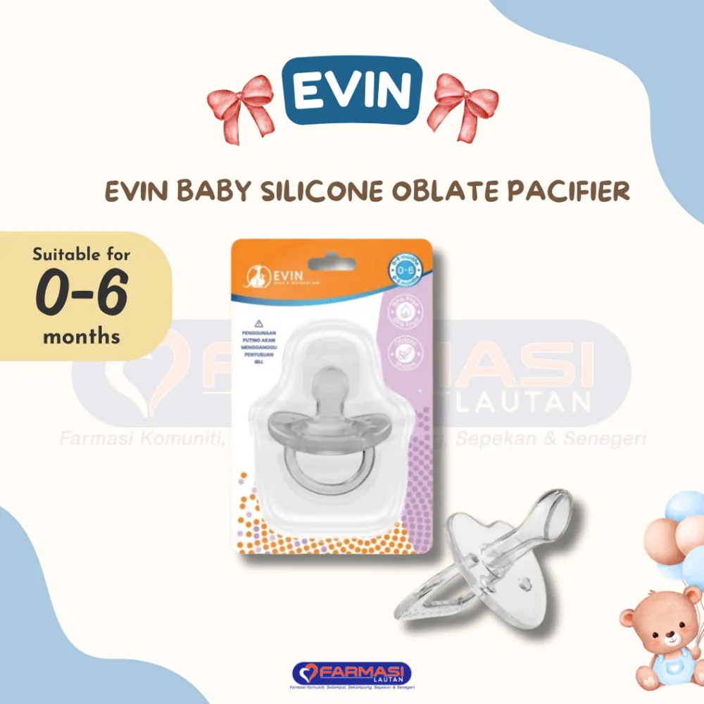 EVIN BABY SILICONE OBLATE PACIFIER 0-6 MTHS