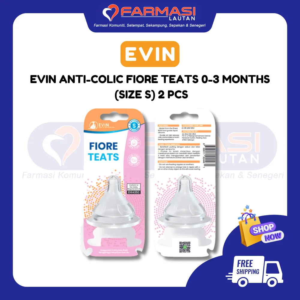 EVIN ANTI-COLIC FIORE TEATS 0-3 MTHS (S) 2 PCS