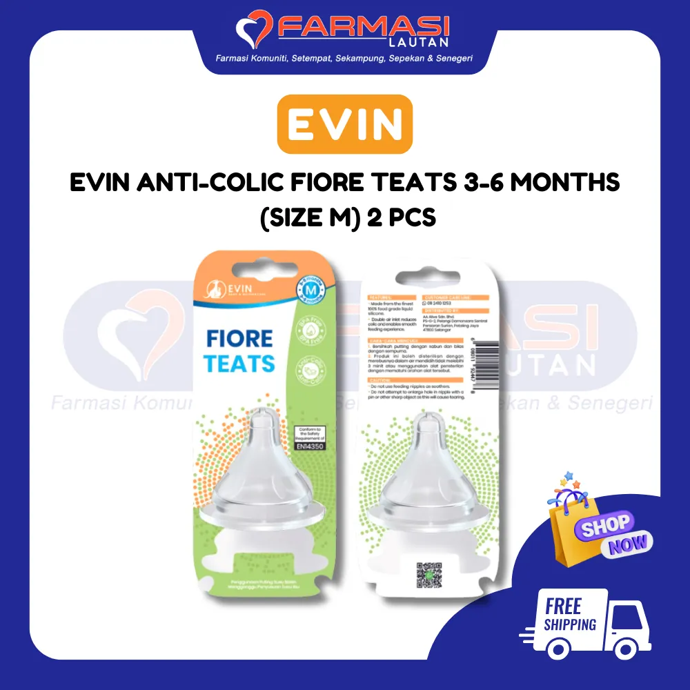 EVIN ANTI-COLIC FIORE TEATS 3-6MTHS (M) 2 PCS