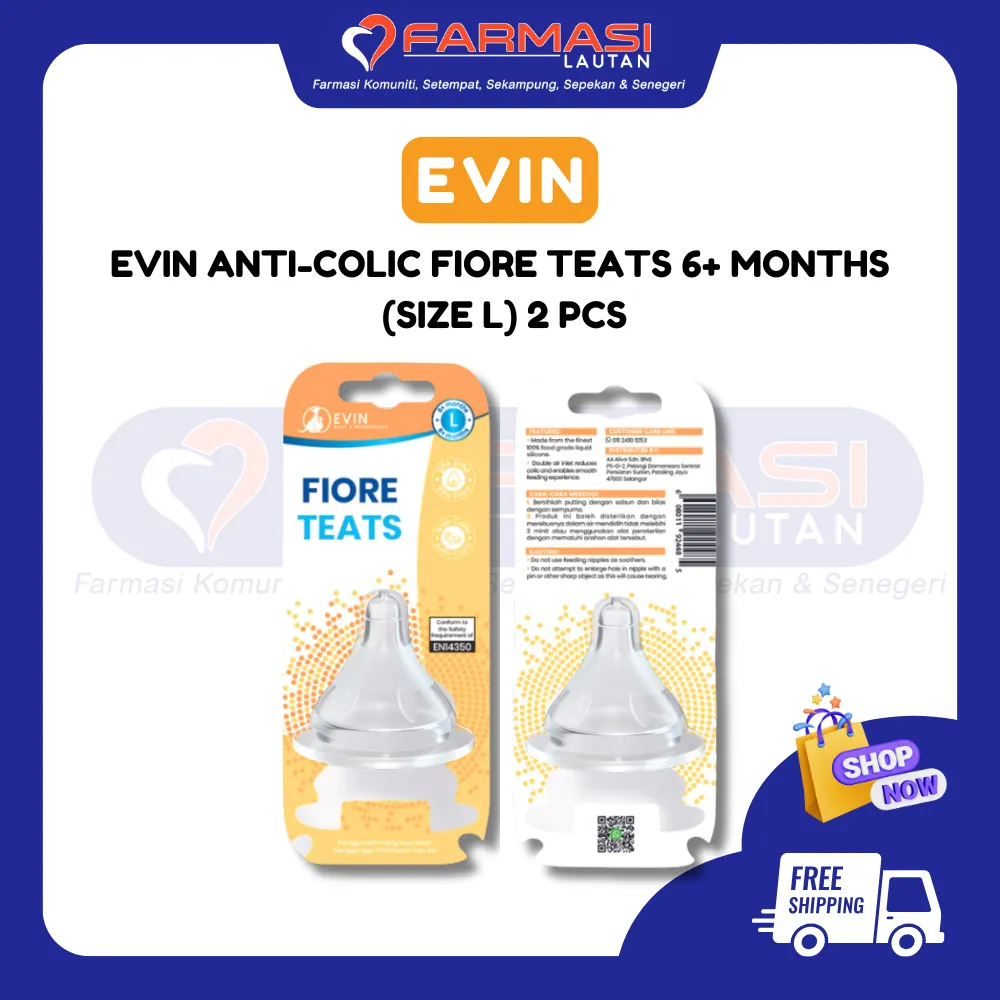 EVIN ANTI-COLIC FIORE TEATS 6+ MTHS (L) 2 PCS