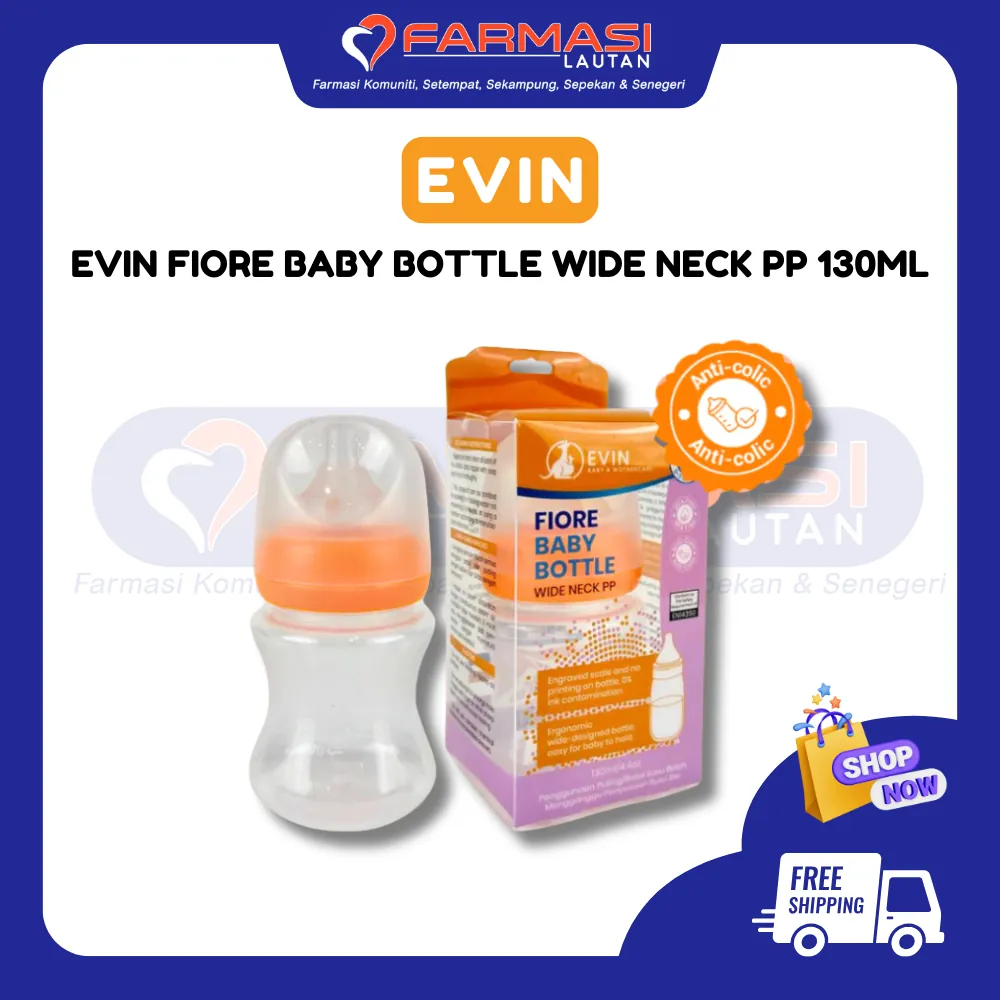 EVIN FIORE BABY BOTTLE WIDE NECK PP 0-3 MNTHS 130 ML