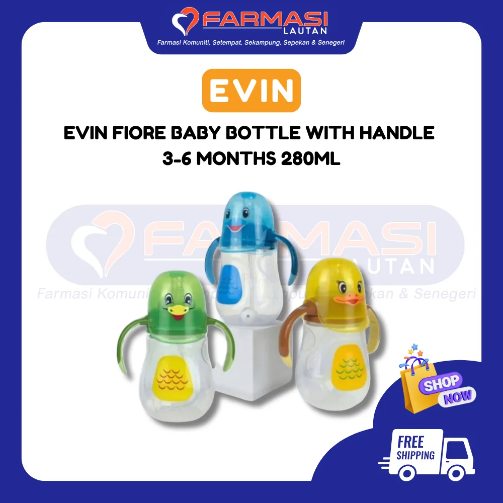 EVIN FIORE BABY BOTTLE WITH HANDLE 3-6 MNTHS 280 ML