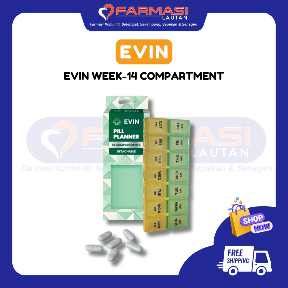 EVIN WEEKLY PILL PLANNER 14 COMPARTMENTS DETACHABLE
