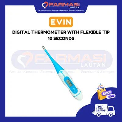 EVIN DIGITAL THERMOMETER WITH FLEXIBLE TIP 10 SECONDS
