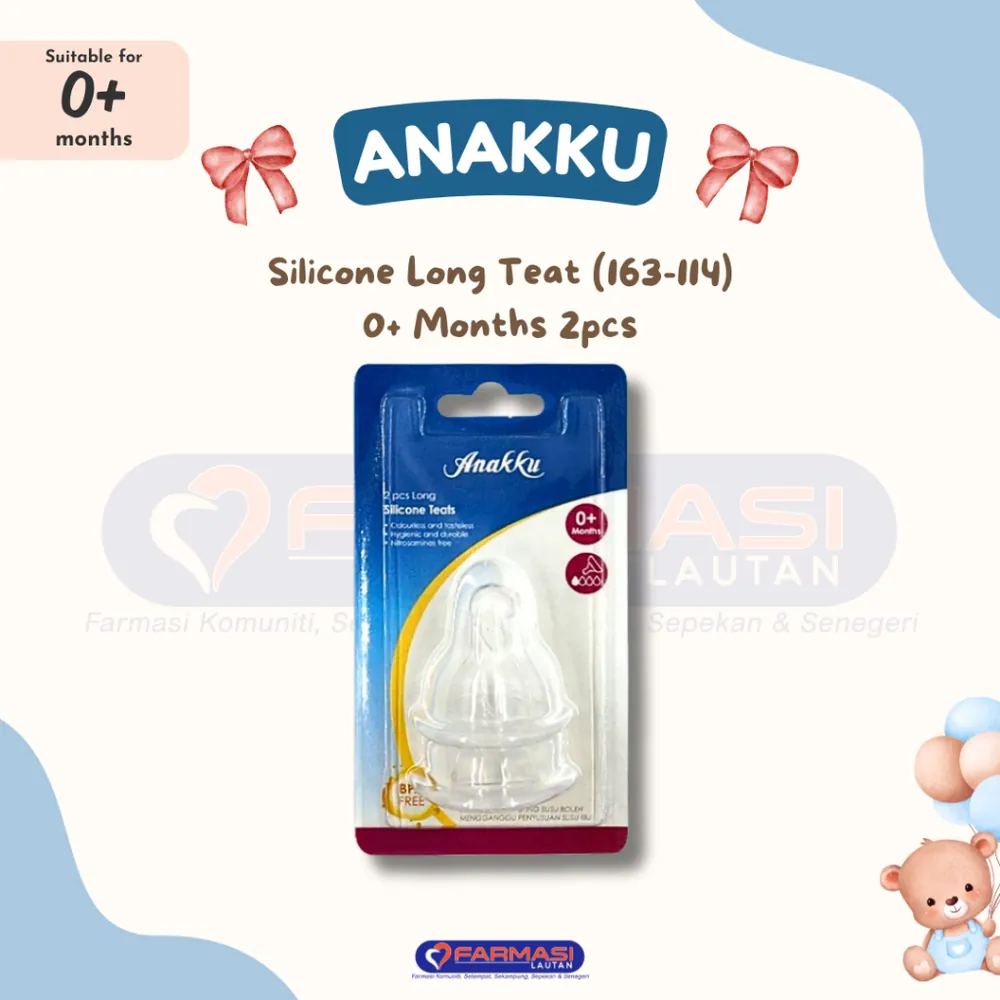 ANAKKU SILICONE LONG TEAT 0+ MTHS 163-114 2 PCS