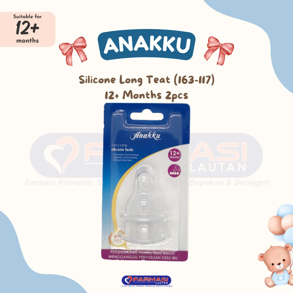 ANAKKU SILICONE LONG TEAT 12+ MTHS 163-117 2 PCS