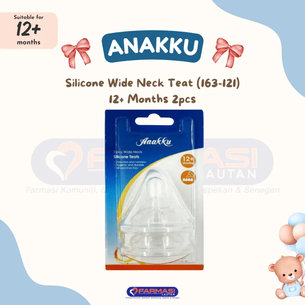 ANAKKU SILICONE WIDE NECK TEAT 12+ MTHS 163-121 2 PCS