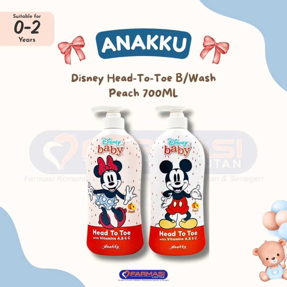 ANAKKU DISNEY BABY HEAD-TO-TOE B/WASH PEACH 700 ML