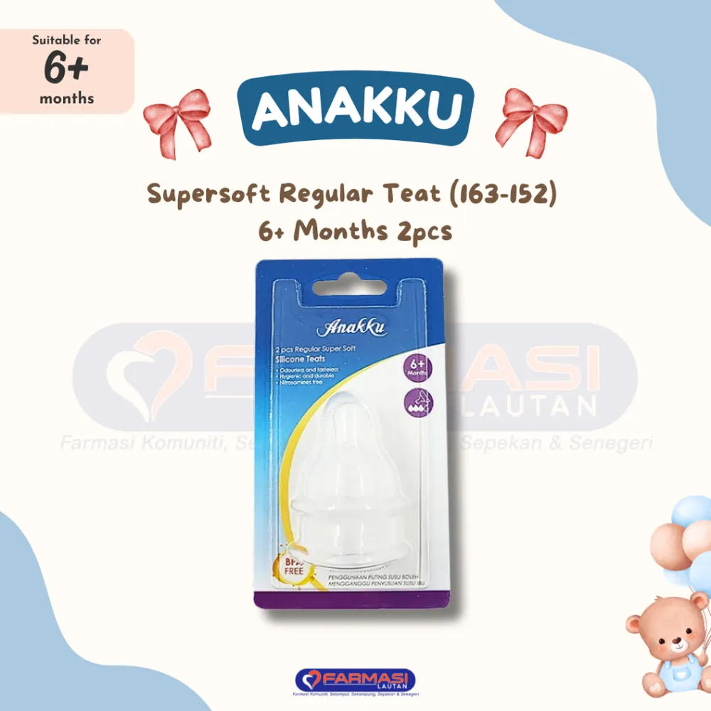 ANAKKU SUPERSOFT REGULAR TEAT 6+ MTHS 163-152 2 PCS