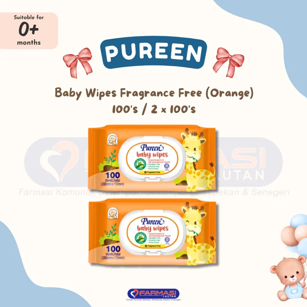 PUREEN BABY WIPES EXTRA MOIST FRAGRANCE FREE 100 PCS TP