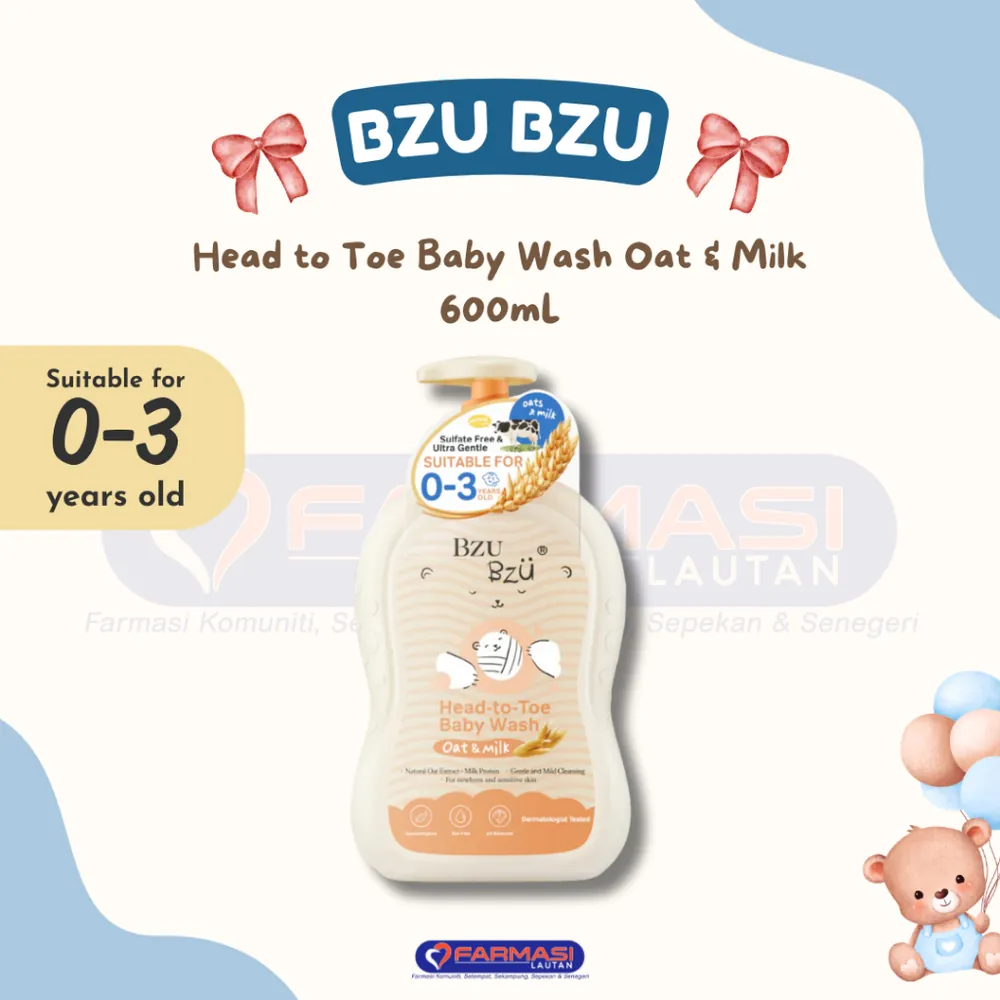 BZU BZU HEAD-TO-TOE OAT MILK BABY WASH 600 ML