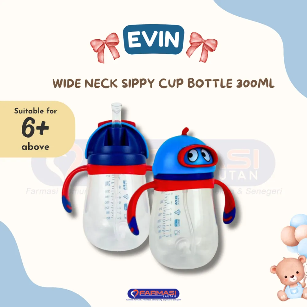 EVIN WIDE NECK SIPPY CUP BOTTLE 300 ML