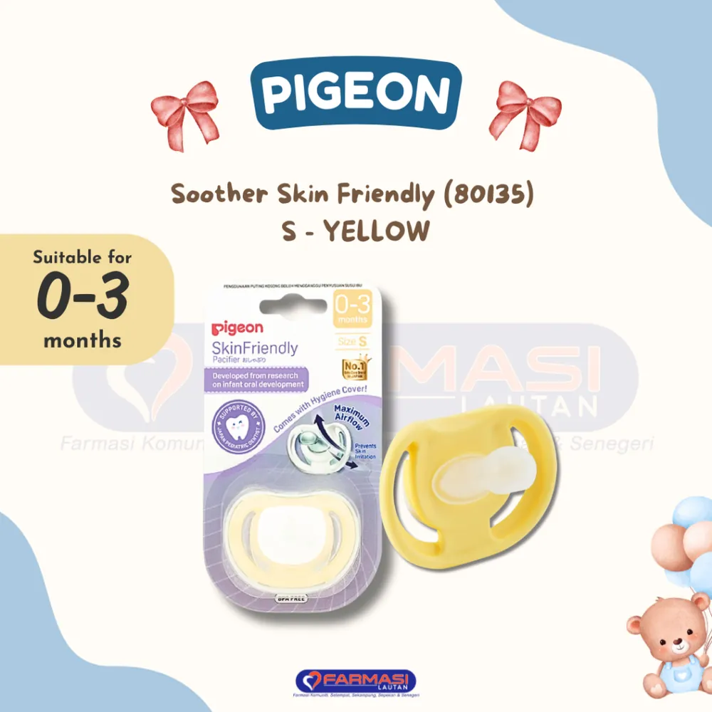 PIGEON 80135 SOOTHER SKIN FRIENDLY 0-3 MONTHS (S) YELLOW