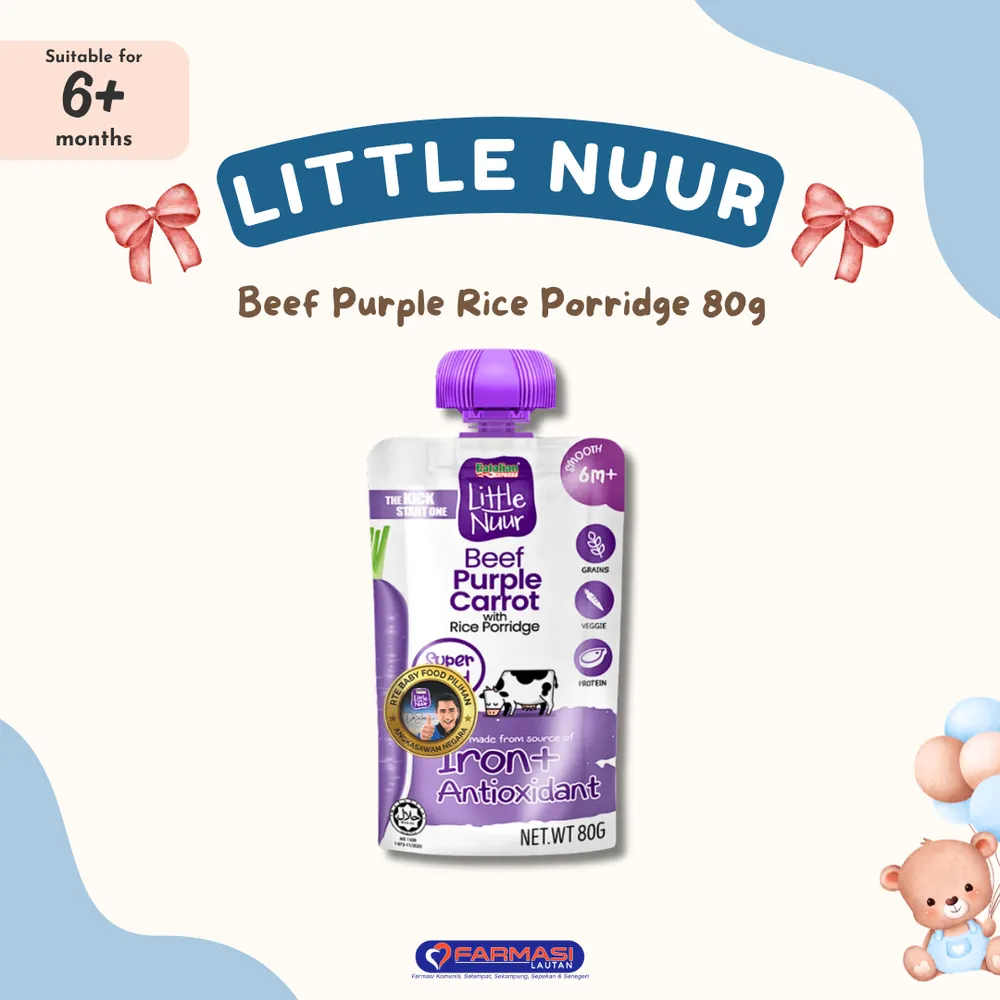 LITTLE NUUR BEEF PURPLE CARROT WITH RICE PORRIDGE 80 G