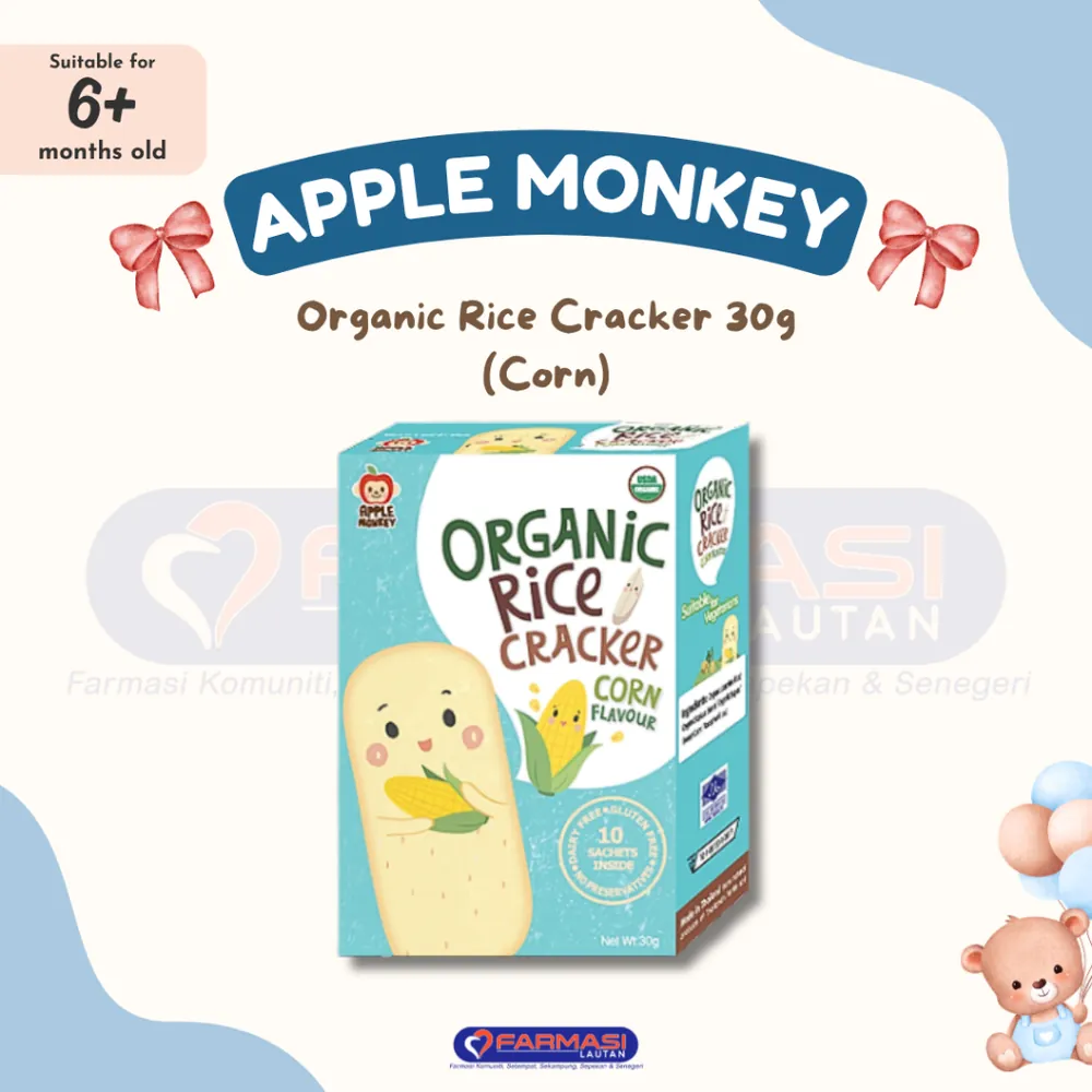 APPLE MONKEY ORGANIC RICE CRACKER CORN 30 G