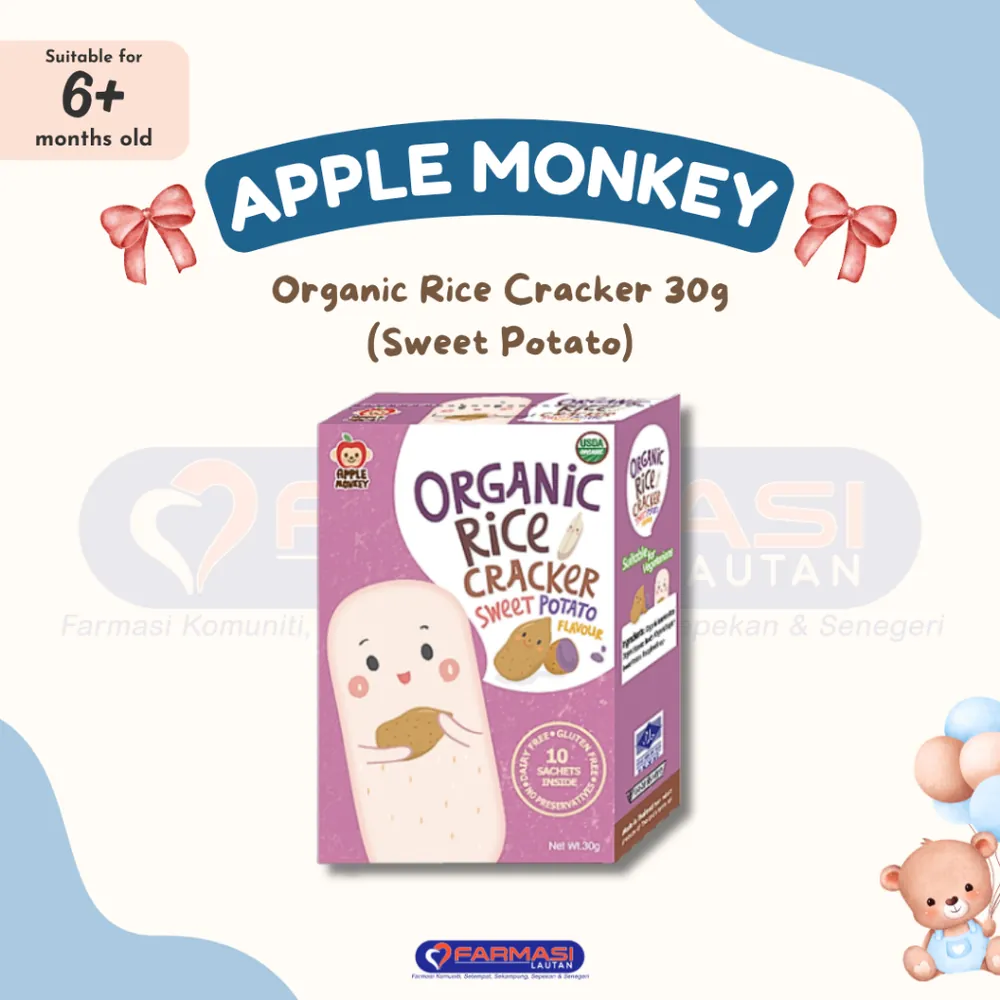 APPLE MONKEY ORGANIC RICE CRACKER SWEET POTATO 30 G