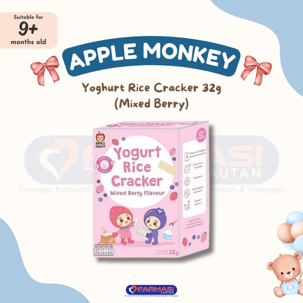 APPLE MONKEY YOGURT RICE CRACKER MIXED BERRY 32 G
