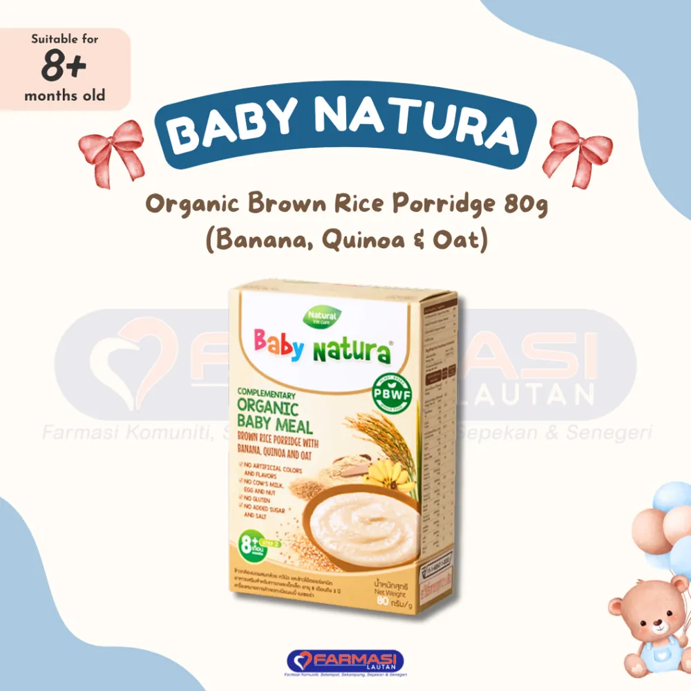 BABY NATURA ORGANIC BROWN RICE PORRIDGE WITH BANANA,QUINOA AND OAT 80 G