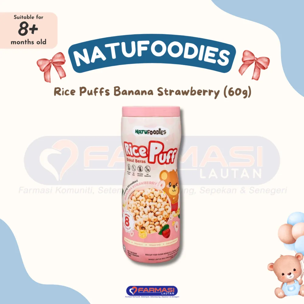 NATUFOODIES RICE PUFF BANANA STRAWBERRY 60 G