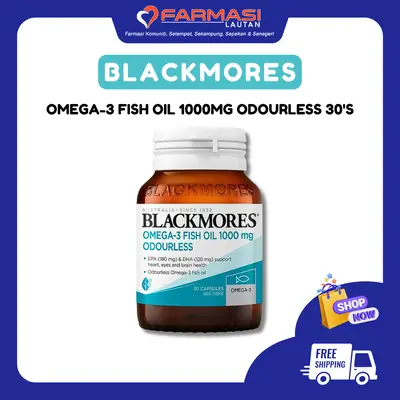 BLACKMORES OMEGA-3 FISH OIL 1000 MG ODOURLESS 30 CAPS