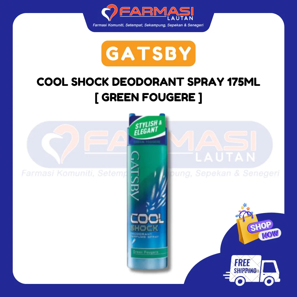 GATSBY DEODORANT SPRAY COOL SHOCK GREEN FOUGERE 175 ML