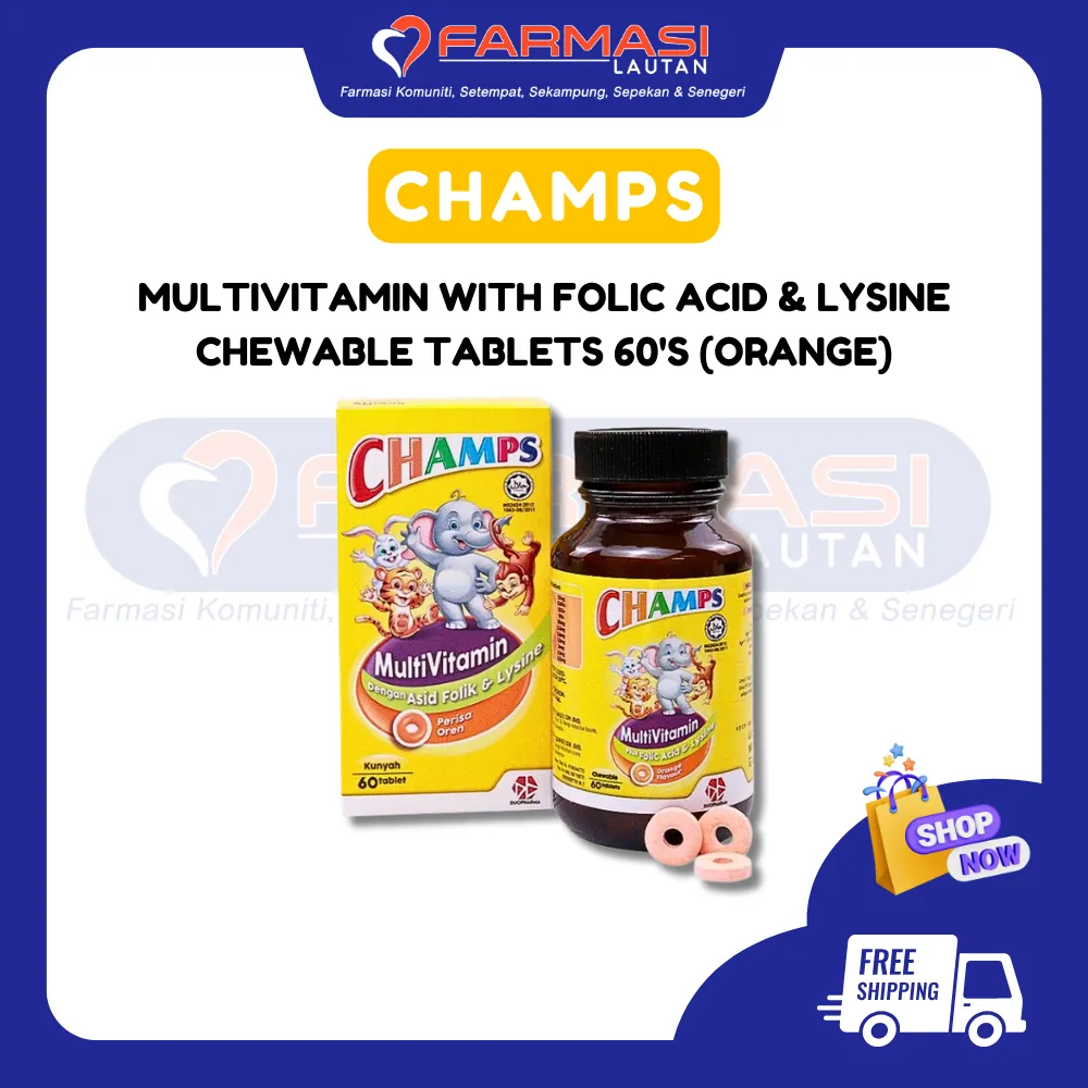 CHAMPS MV FOLIC ACID & LYSINE ORANGE 60 CHWTABS