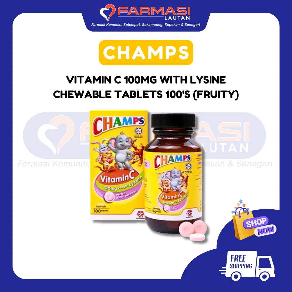 CHAMPS C LYSINE FRUITY 100 CHWTABS