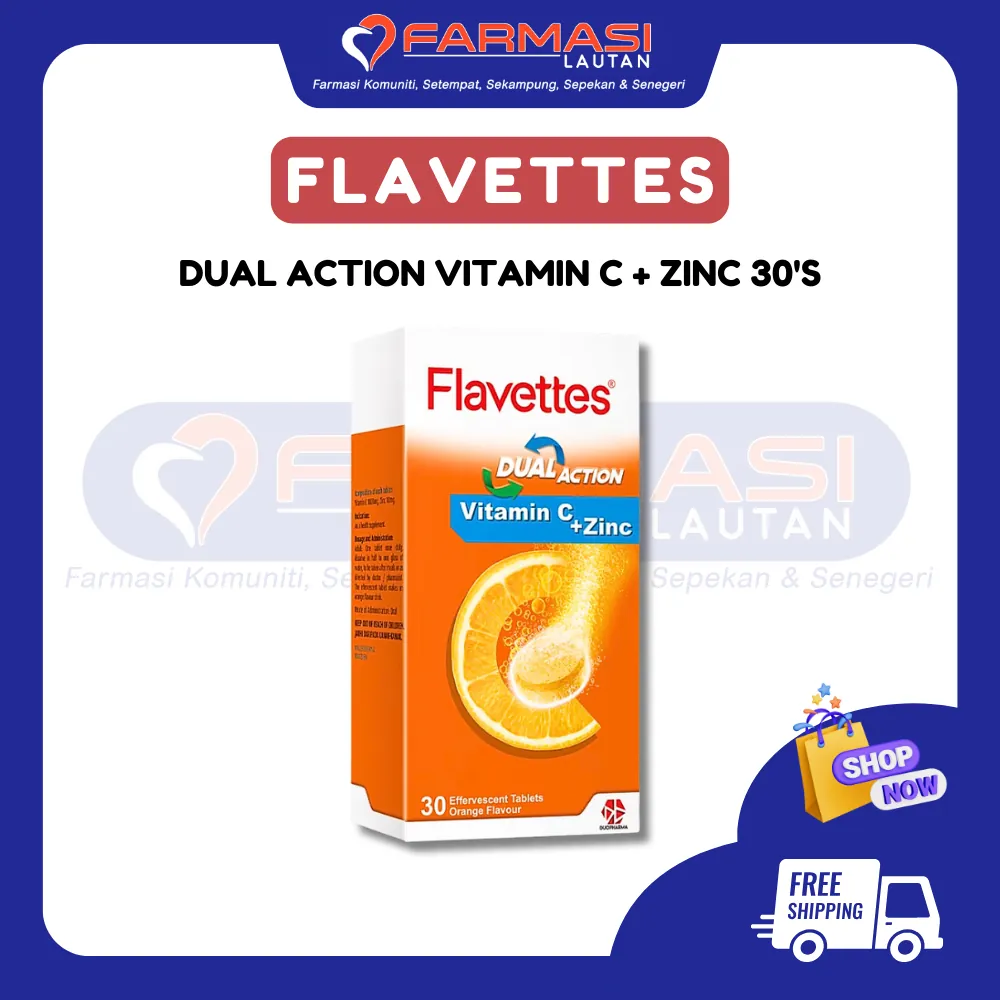 FLAVETTES VIT C + ZINC EFFERVESCENT ORANGE 30 TABS