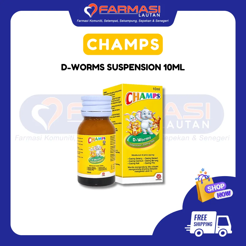 CHAMPS D-WORMS SUSPENSION 200 MG/5 ML 10 ML
