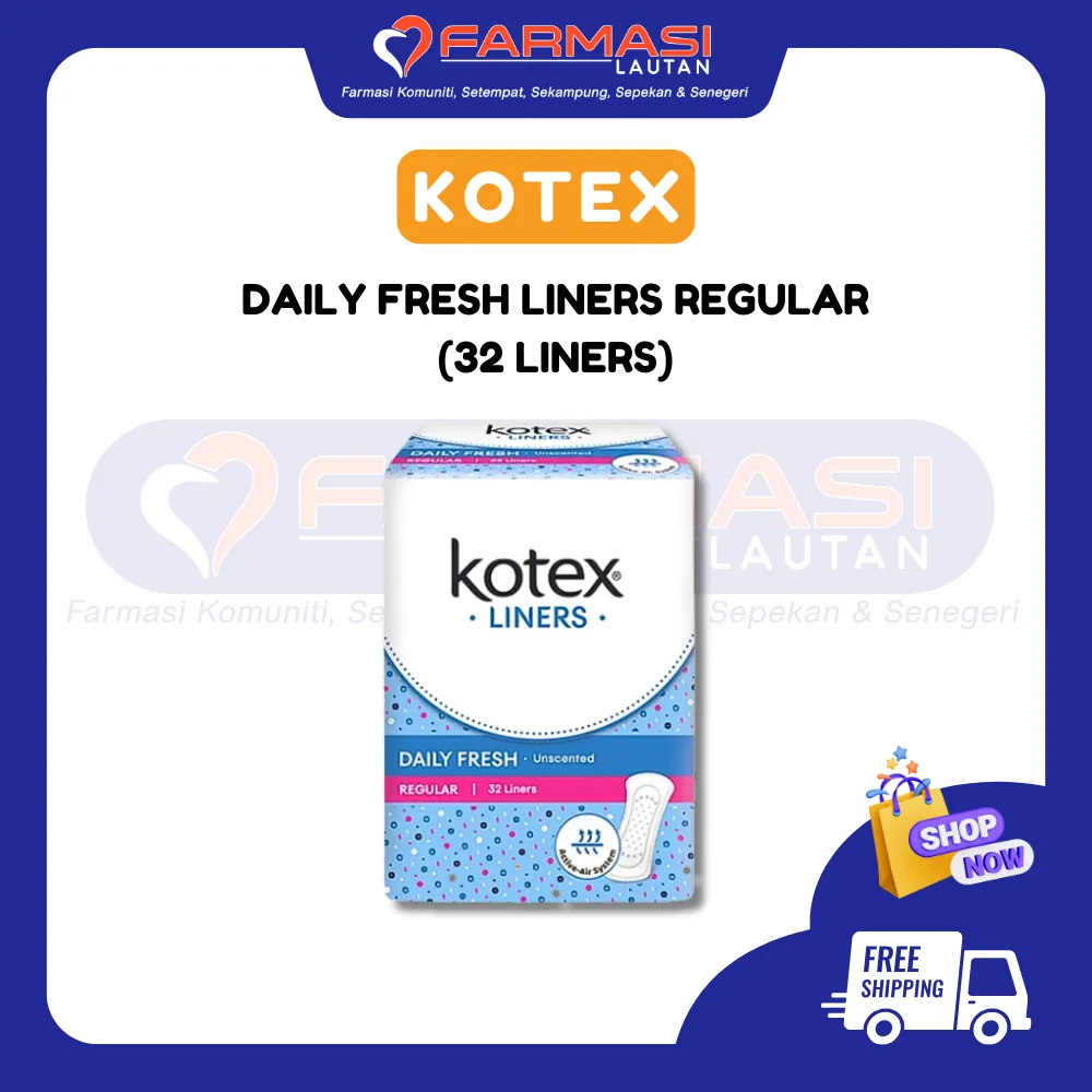 KOTEX LINERS DAILY FRESH UNSCENTED REGULAR 32 LINERS