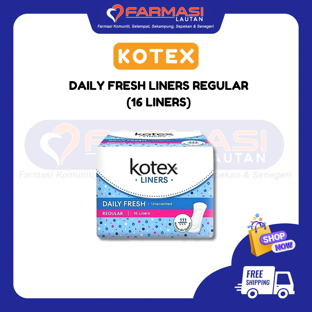KOTEX LINERS DAILY FRESH UNSCENTED REGULAR 16 LINERS