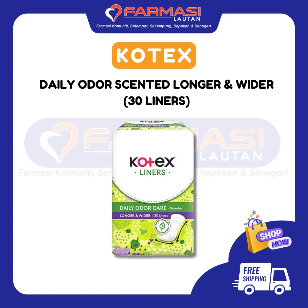 KOTEX LINERS DAILY SCENTED LONGER & WIDER DAUN SIRIH 30 LINERS