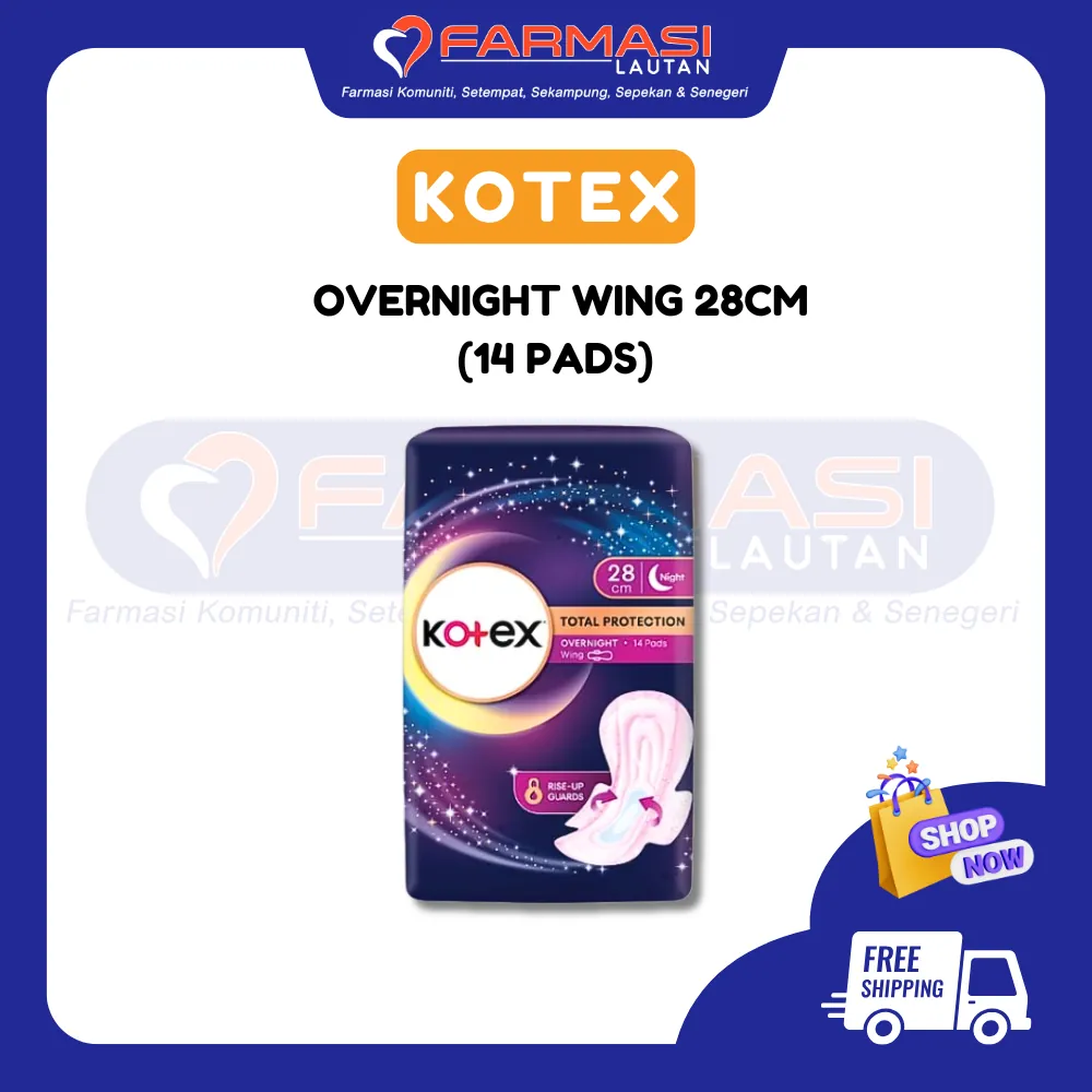 KOTEX OVERNIGHT WING 14 PADS 28 CM (PURPLE)