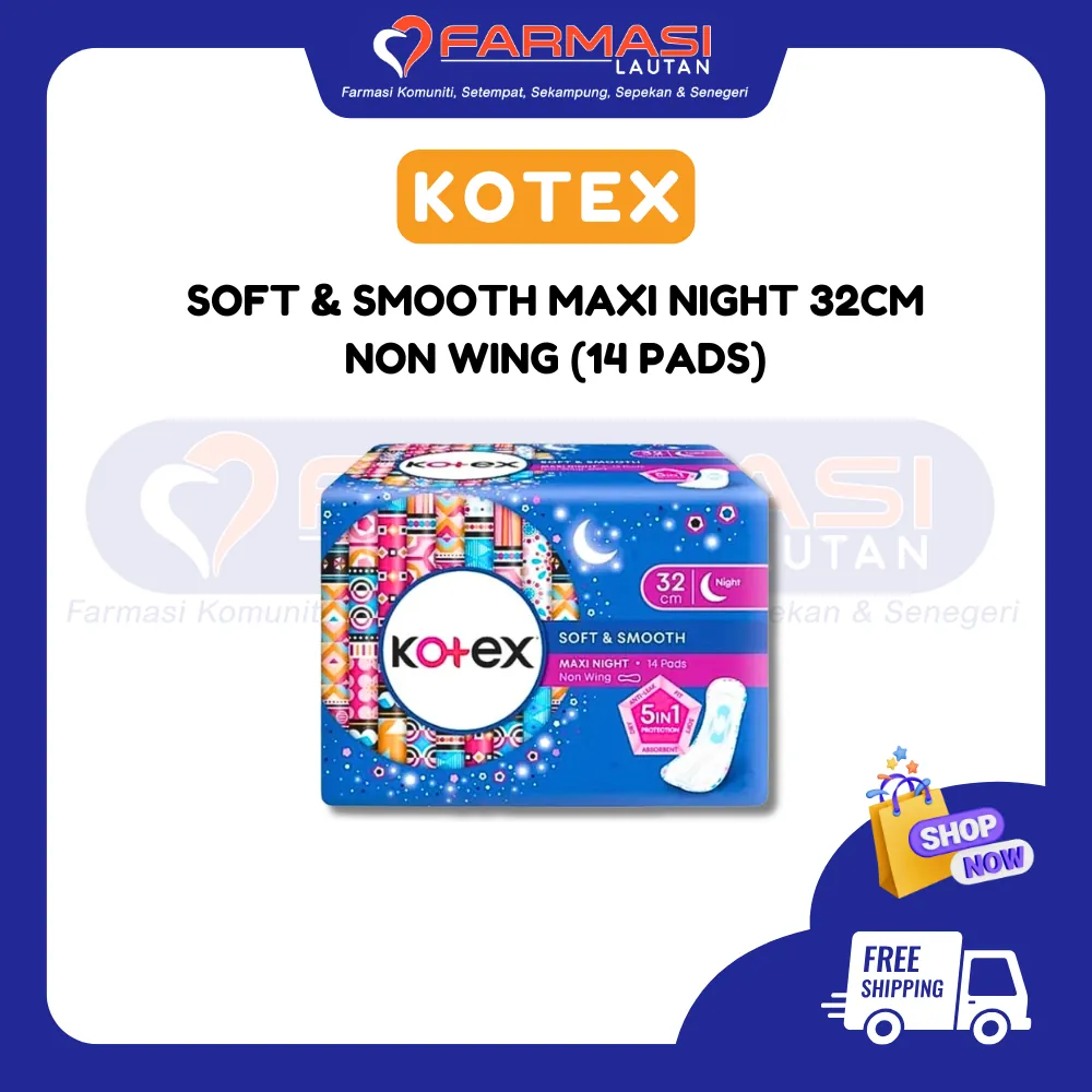 KOTEX MAXI NIGHT NON WING 14 PADS 32 CM (BLUE)