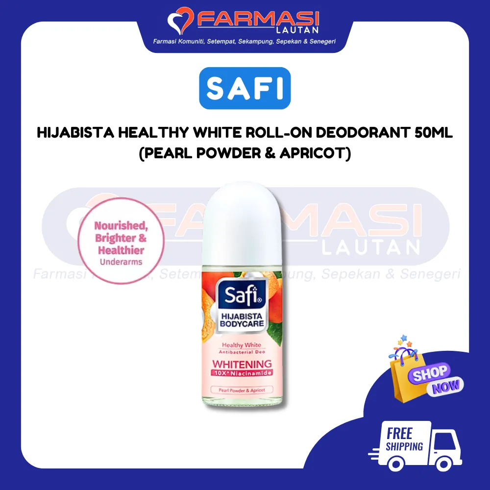 SAFI HIJABISTA DEODORANT ROLL ON PEARL POWDER & APRICOT 50 ML