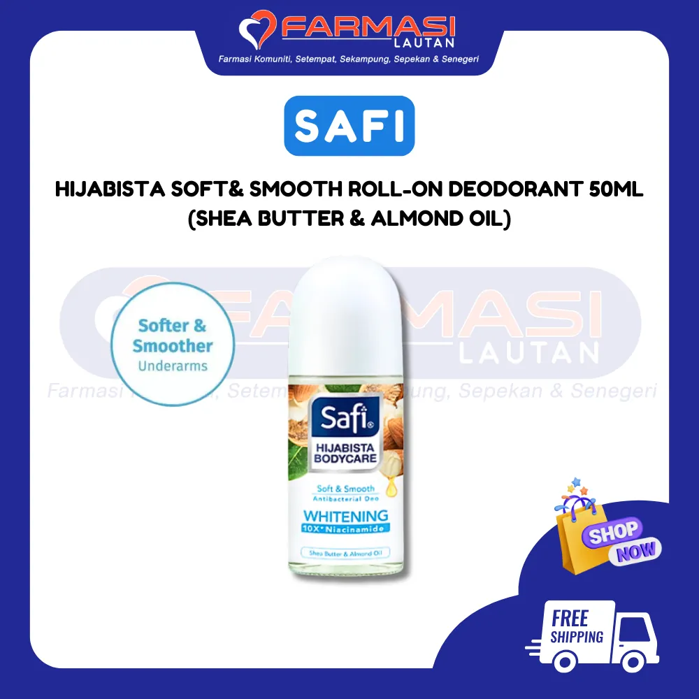 SAFI HIJABISTA DEODORANT ROLL ON SHEA BUTTER & ALMOND OIL (SS) 50 ML