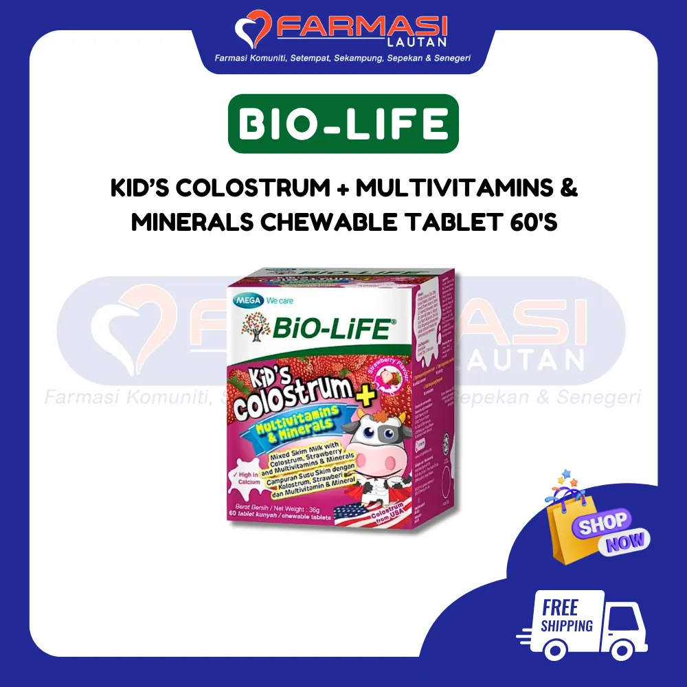 BIO-LIFE KID'S COLOSTRUM + MULTIVITS & MINERALS STRAWBERRY 60 CHWTABS