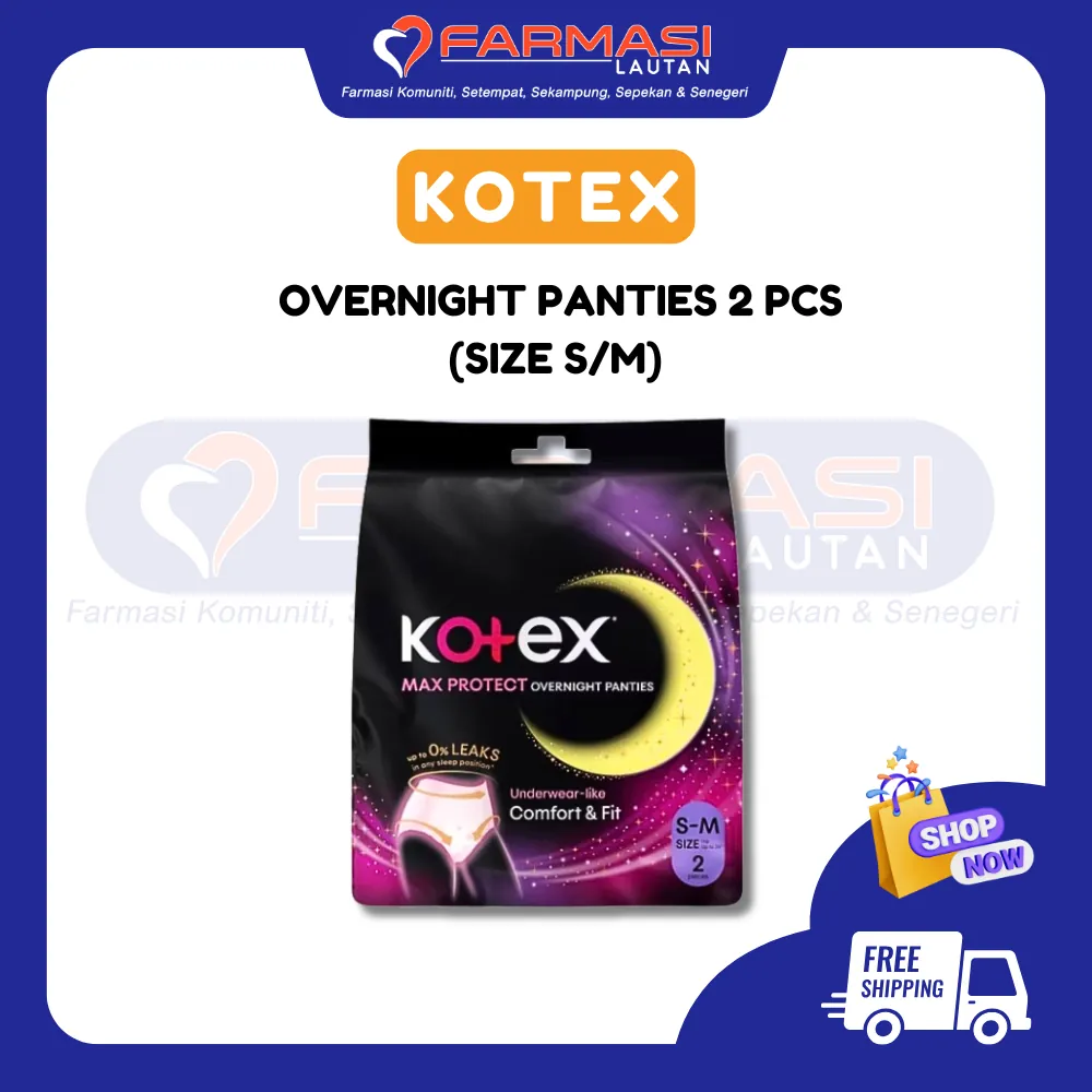 KOTEX OVERNIGHT PANTIES SIZE S/M 2 PCS