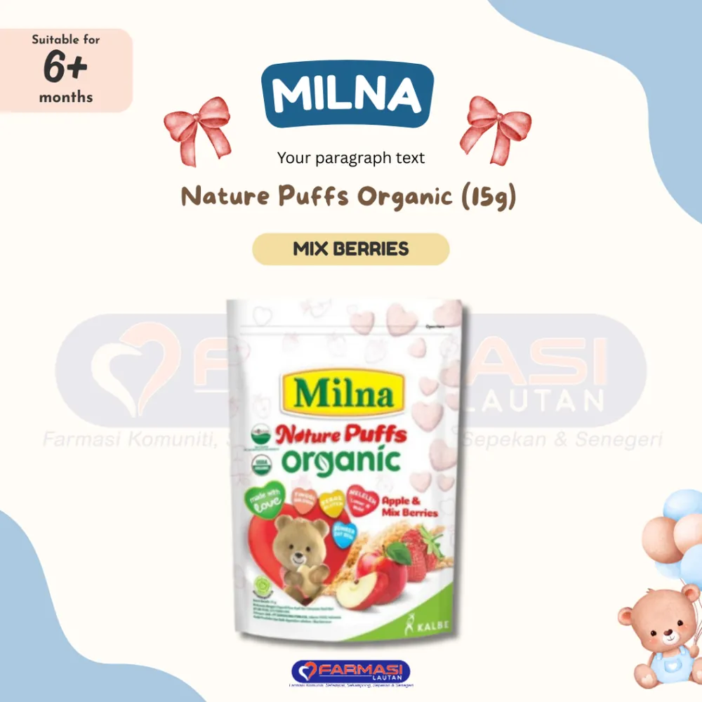 MILNA NATURE PUFFS ORGANIC APPLE & MIX BERRIES 15G