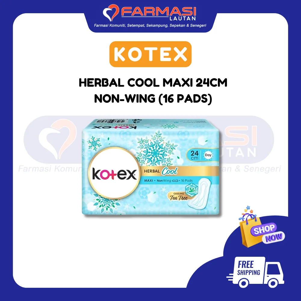 KOTEX HERBAL COOL MAXI NON-WING 24 CM 16 PADS