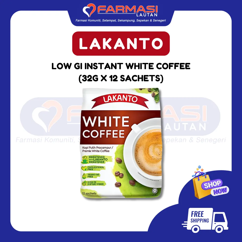 LAKANTO LOW GI INSTANT WHITE COFFEE 32 G X 12 SCHTS