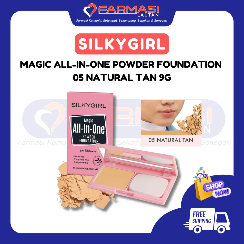 SILKYGIRL MAGIC ALL-IN-ONE POWDER FOUNDATION 05 NATURAL TAN 9 G