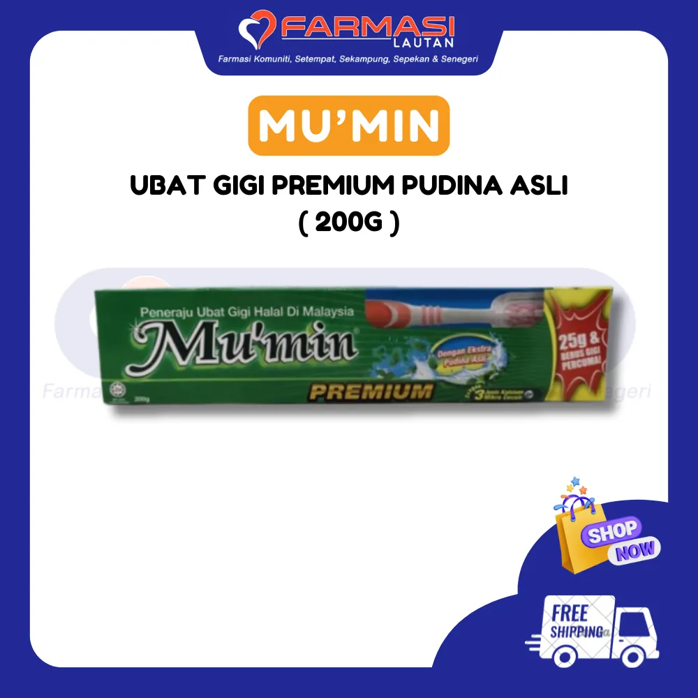 MU'MIN PREMIUM PUDINA ASLI 200 G FOC TOOTHBRUSH
